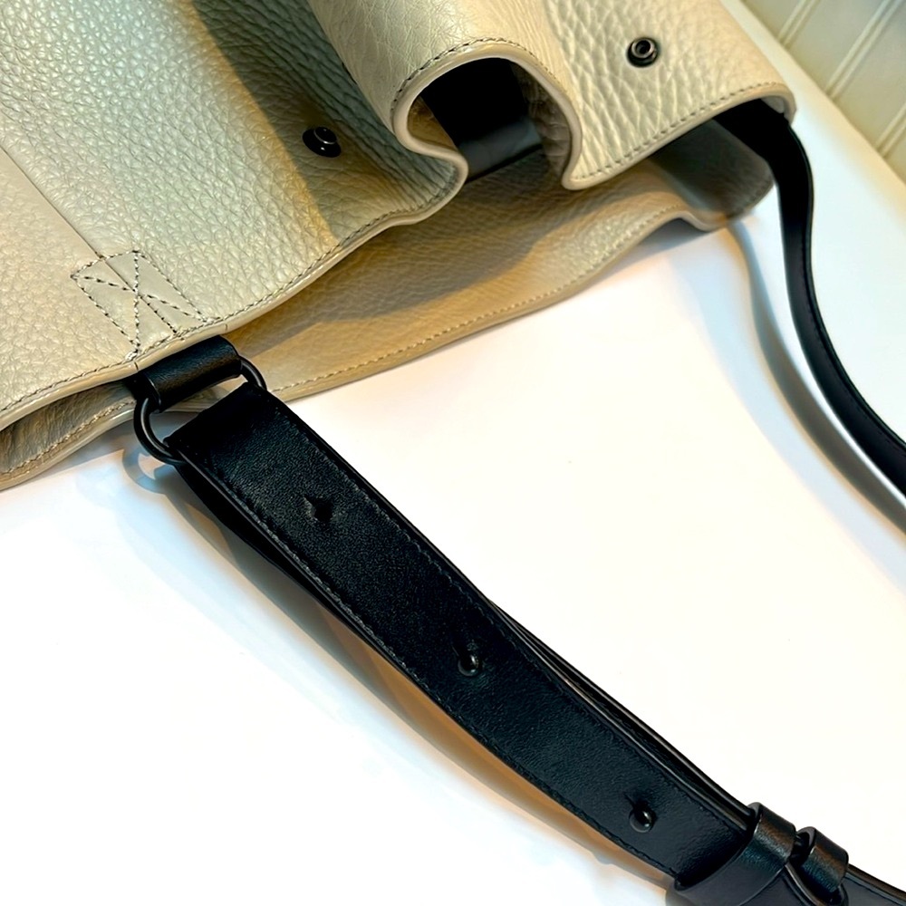 Dagne Dover - Ava Bone Onyx Leather Bucket Bag w/ Light Camo Lining & Dust - Picture 8 of 8